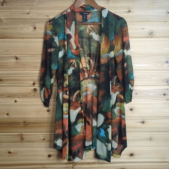 Ali Miles Top Womens Small Multicolor Open Front Layering Blouse Art to Wear - Picture 1 of 9